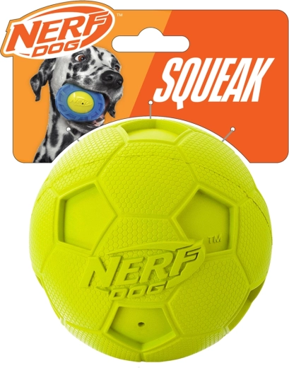 Nerf Dog pelota de fútbol de goma con chirriador para perros 10 cm