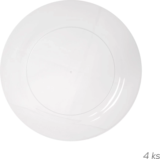 Plato llano de polipropileno de 23 cm, transparente - 4 unidades