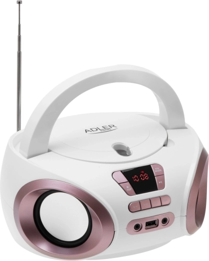 Boombox portátil con CD y MP3 Adler AD 1181 blanco cobre