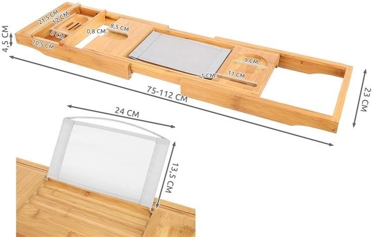 Estantería extensible para la mayoría de las bañeras