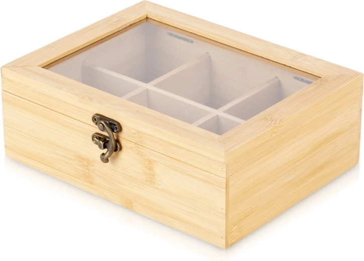 Organizador de bambú para té con 6 compartimentos