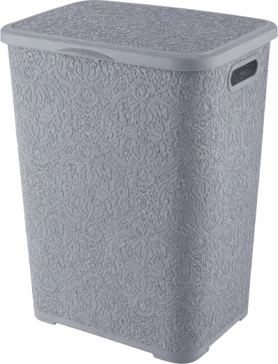 Cesto para ropa sucia 60 l de plástico con tapa clara
