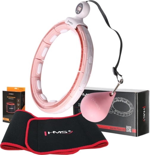 Set de hula hoop de masaje HMS HHM15 con contador + cinturón reductor HMS BR163, rosa