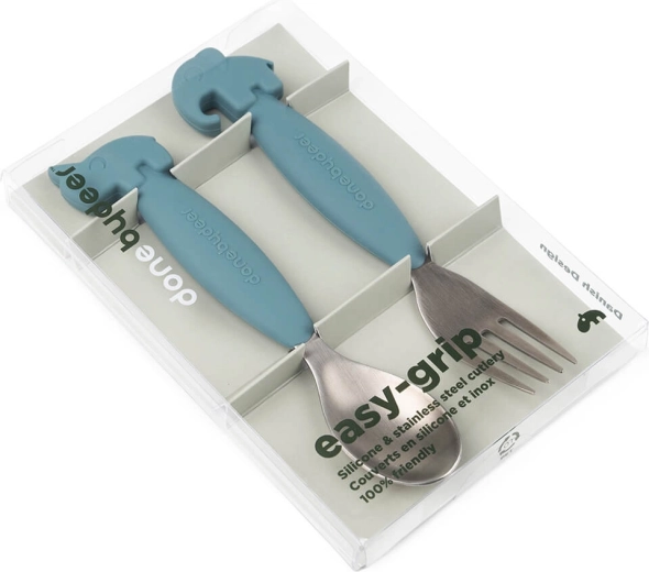 Done by Deer set de cubiertos infantiles Easy-grip Deer friends azul
