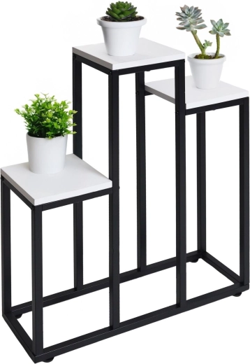 Soporte metálico para flores con 3 estantes blancos - 1 pieza