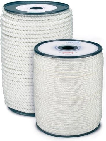 Cuerda trenzada de poliamida con núcleo 4 mm, blanca, 200 m