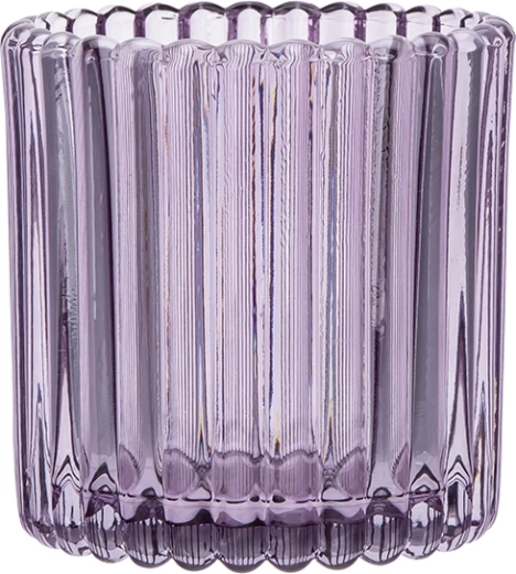 Portavelas de cristal violeta 7,5 × 7,5 × 7,5 cm
