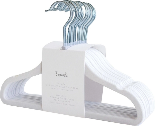 3 Sprouts perchas infantiles de terciopelo blancas 15 uds