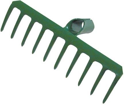 Rastrillo de acero de 10 púas, ancho 28 cm, sin mango