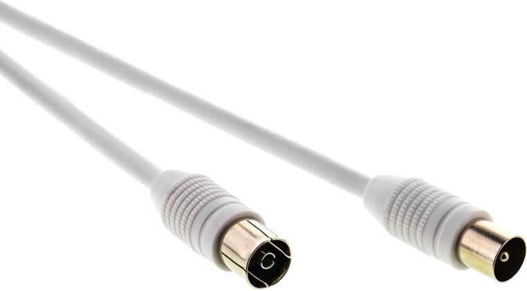 Cable coaxial de antena Sencor con conector IEC macho–hembra, 7,5 m, blanco