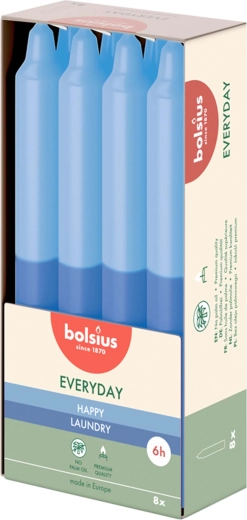 Velas cónicas perfumadas Happy Laundry, 8 unidades
