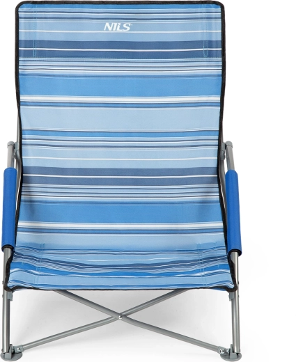 Silla de playa plegable NILS Camp, azul‑blanca