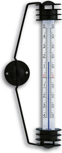 Termómetro de ventana de 19,5 cm de plástico y metal, negro