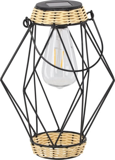Farol solar metálico negro de 22 cm con LED