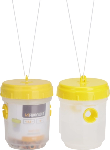 Trampa para avispas de polipropileno 9 × 12,5 cm – cuerpo transparente, tapa amarilla