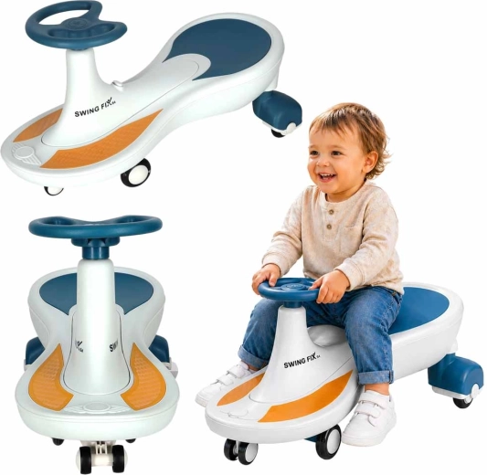 Correpasillos infantil gravitacional Swing Fix S4 con ruedas LED y música – Azul y blanco
