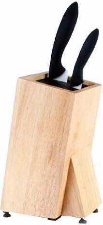 Bloque para cuchillos BRILLANTE de madera de árbol del caucho con inserto de cerdas