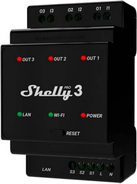 Shelly Pro 3 relé para carril DIN