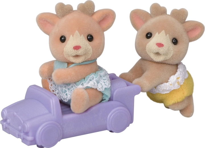Sylvanian Families gemelos de reno con cochecito