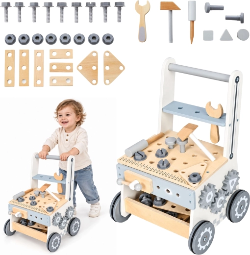 Banco de trabajo infantil de madera con andador y herramientas ECOTOYS