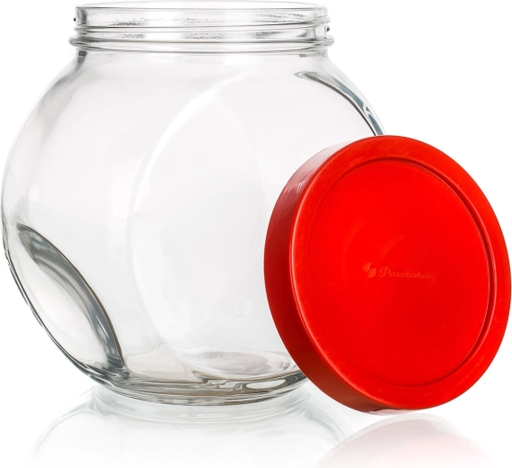 Tarro de vidrio WALLIBUCK 1,5 l con tapa de rosca roja