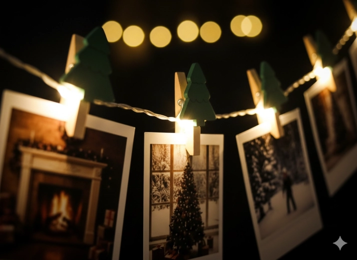 Galería de fotos iluminada con LED cálidos