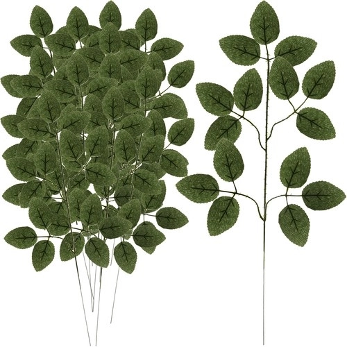Juego de hojas de rosa artificiales 51 × 25 cm, 12 uds.