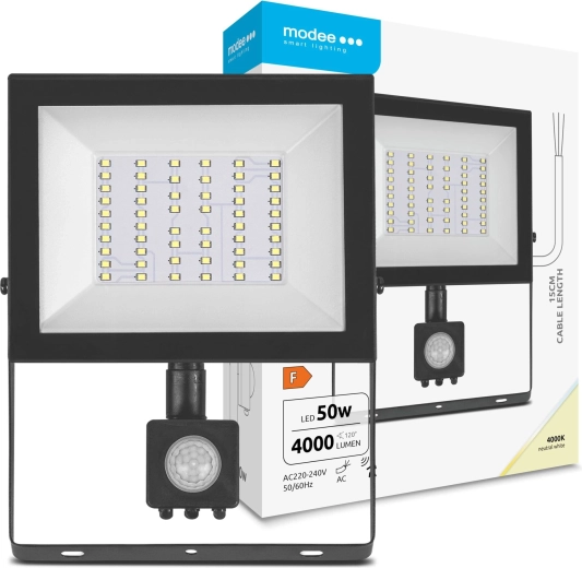 Modee reflector LED E‑series con sensor 50 W, 120°, 4000 lm, blanco neutro