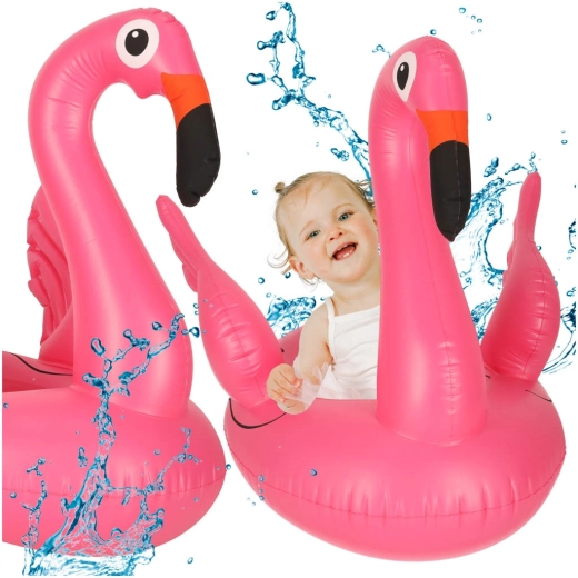 Asiento infantil hinchable para el agua con forma de flamenco
