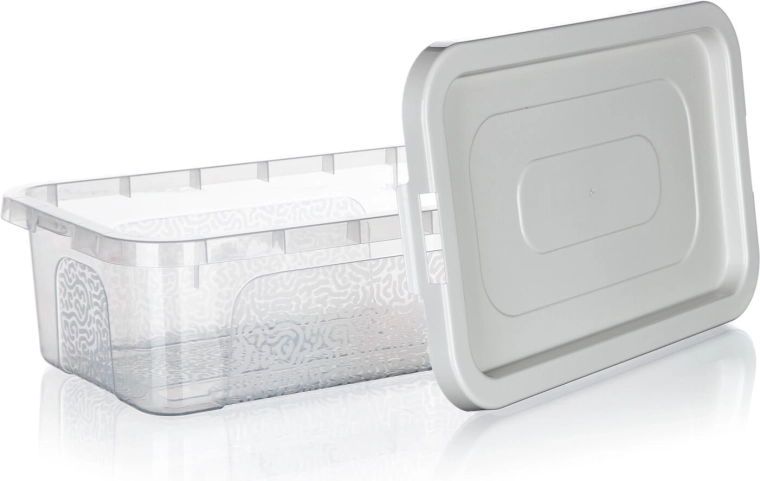 Tapa resistente con clips contra el polvo y los derrames