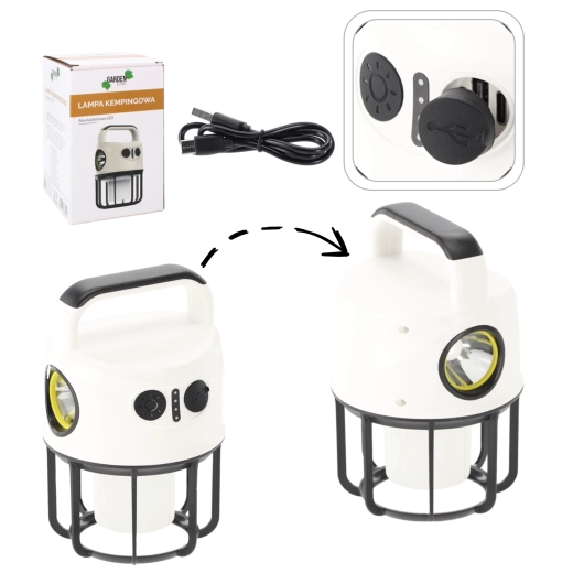 Lámpara LED de camping recargable con powerbank y reflector
