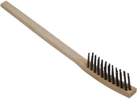 Cepillo para radiadores con 3 filas de alambre de latón, mango de madera