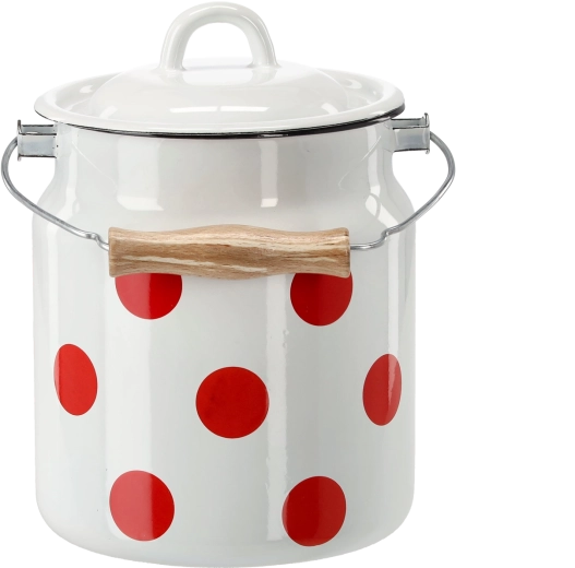 Lechera esmaltada de 3,3 l blanca con lunares rojos