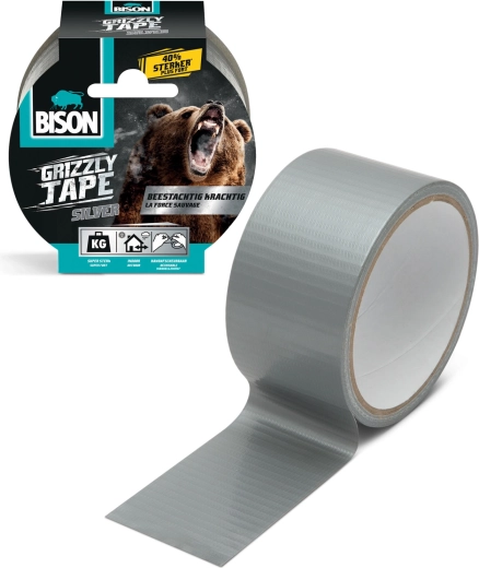 Cinta adhesiva reforzada Grizzly súper resistente, gris, 10 m