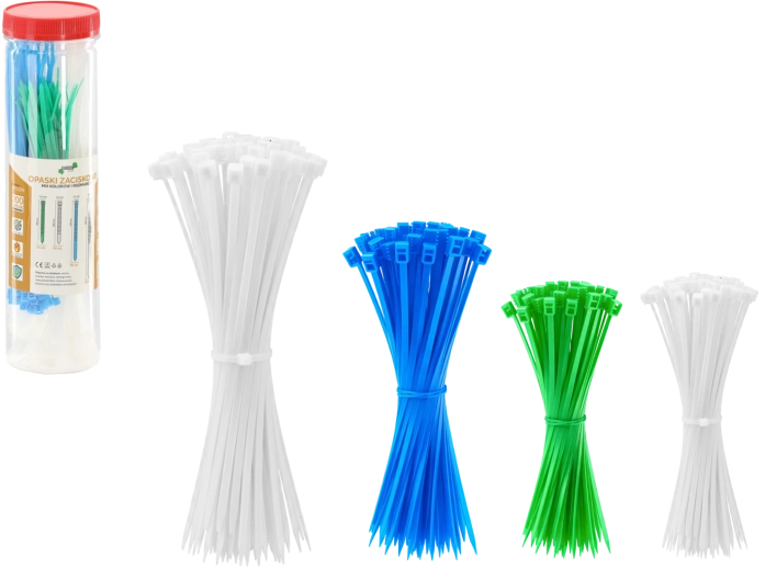 Juego de bridas de sujeción en tubo, 200 uds. – mezcla de tamaños y colores