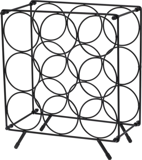 Soporte metálico para vino, negro, 9 botellas