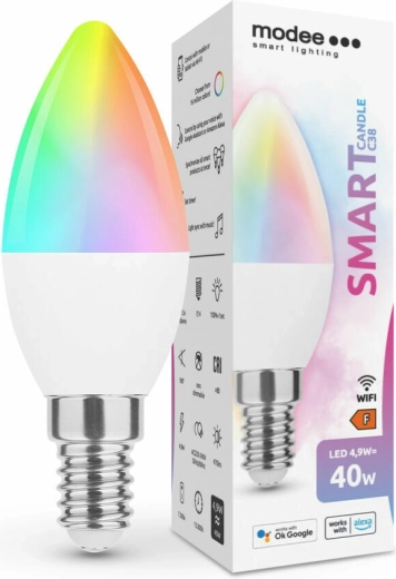 Bombilla LED inteligente E14 4,9 W, de colores y blanca, regulable – MODEE Tuya Wi‑Fi Candle C38
