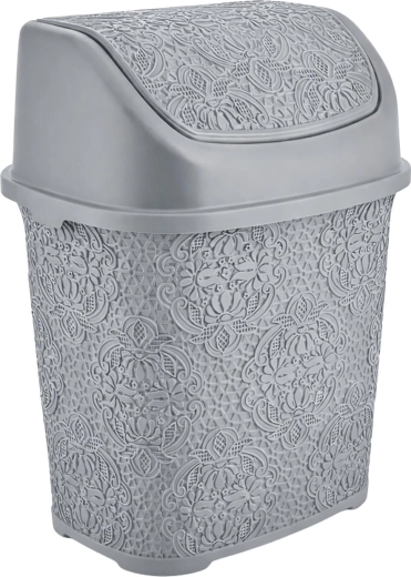 Papelera basculante de 6 l de plástico, rectangular, gris claro