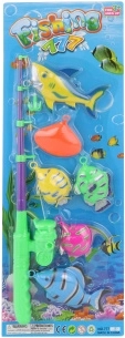 Caña de pescar de plástico con peces magnéticos para niños
