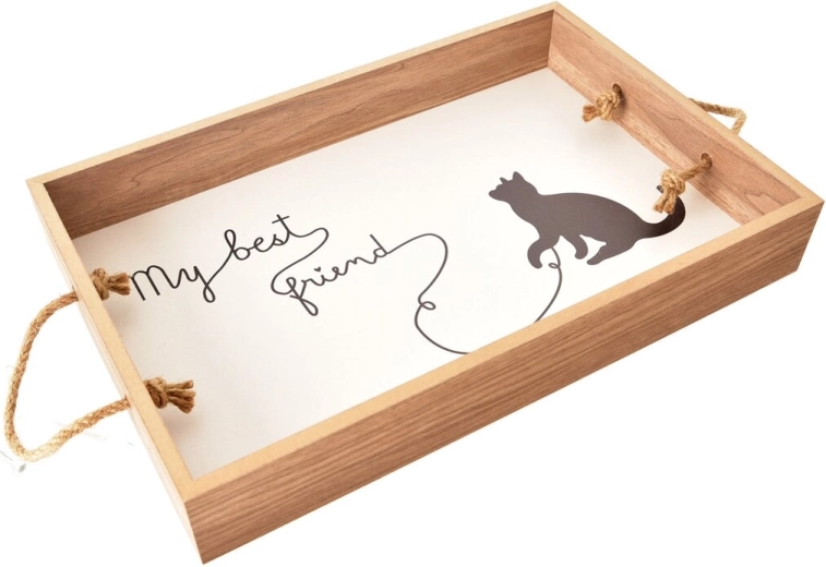 Bandeja de servir de madera Lovely Cat 38 × 25 cm