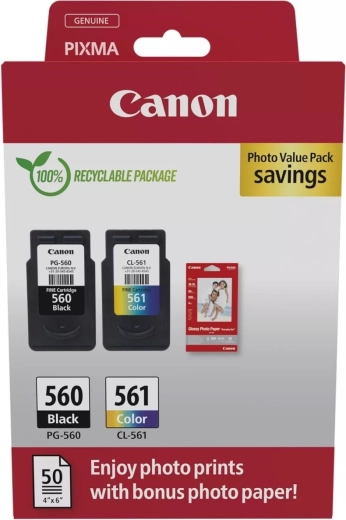 Set de valor fotográfico Canon PG-560/CL-561 con papel fotográfico
