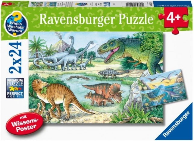 Puzle Mundo de dinosaurios 2x24 piezas de Ravensburger