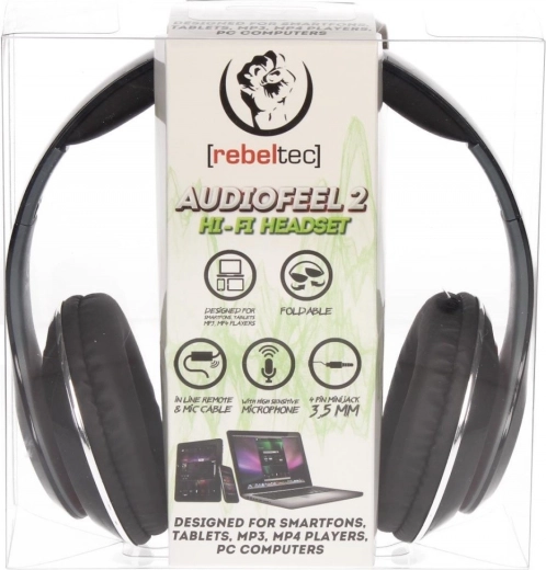 Auriculares estéreo con micrófono AUDIOFEEL2 Black, jack de 3,5 mm de 4 pines
