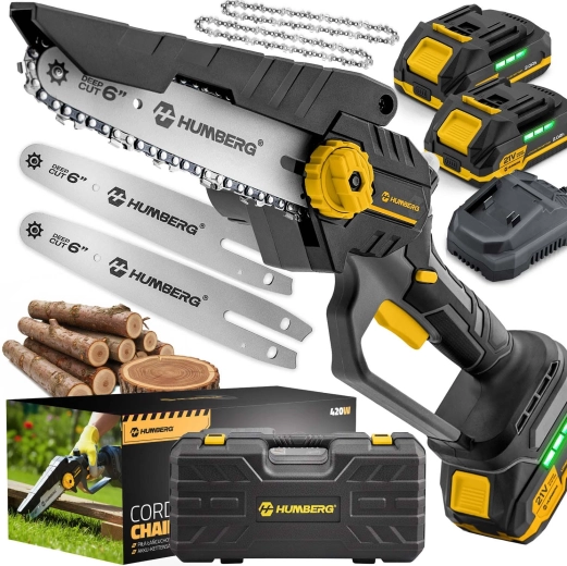 Sierra de cadena mini a batería Humberg 6" sin escobillas 21 V