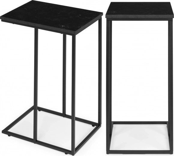 Mesa auxiliar en forma de C para portátil con efecto mármol de ModernHome