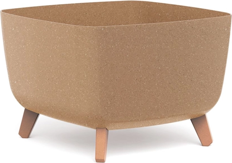 Macetero Gracia Square Eco Wood 39 × 39 × 27 cm con patas e inserto