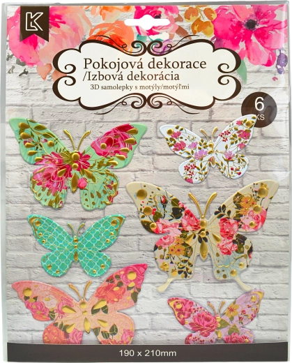 Pegatinas de pared con efecto 3D de mariposas, set de 6 uds.