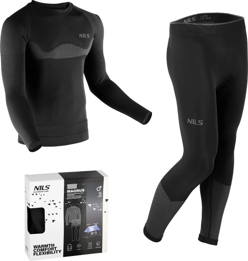 Ropa térmica masculina sin costuras NILS Magnus – negro
