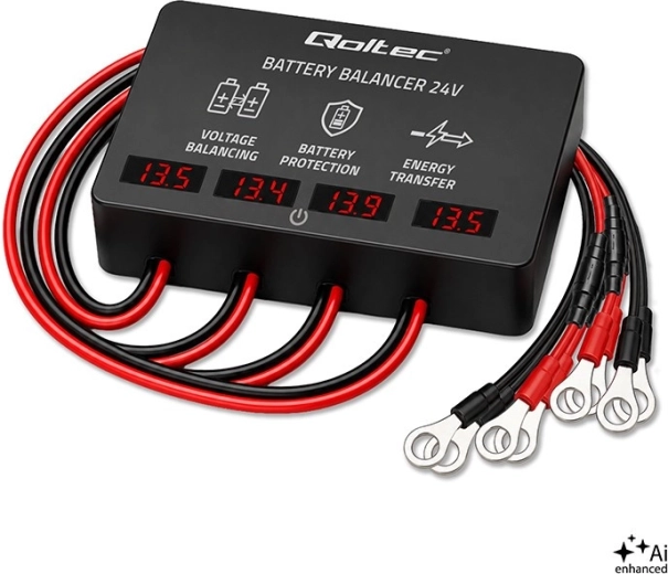Balanceador de tensión 48 V para acumuladores 4× 12 V 10 A con pantalla LED