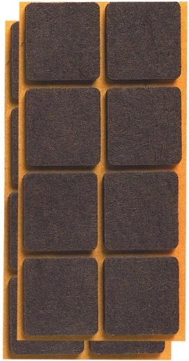 Almohadillas de fieltro autoadhesivas para muebles 25 × 25 mm, marrones (16 uds.)